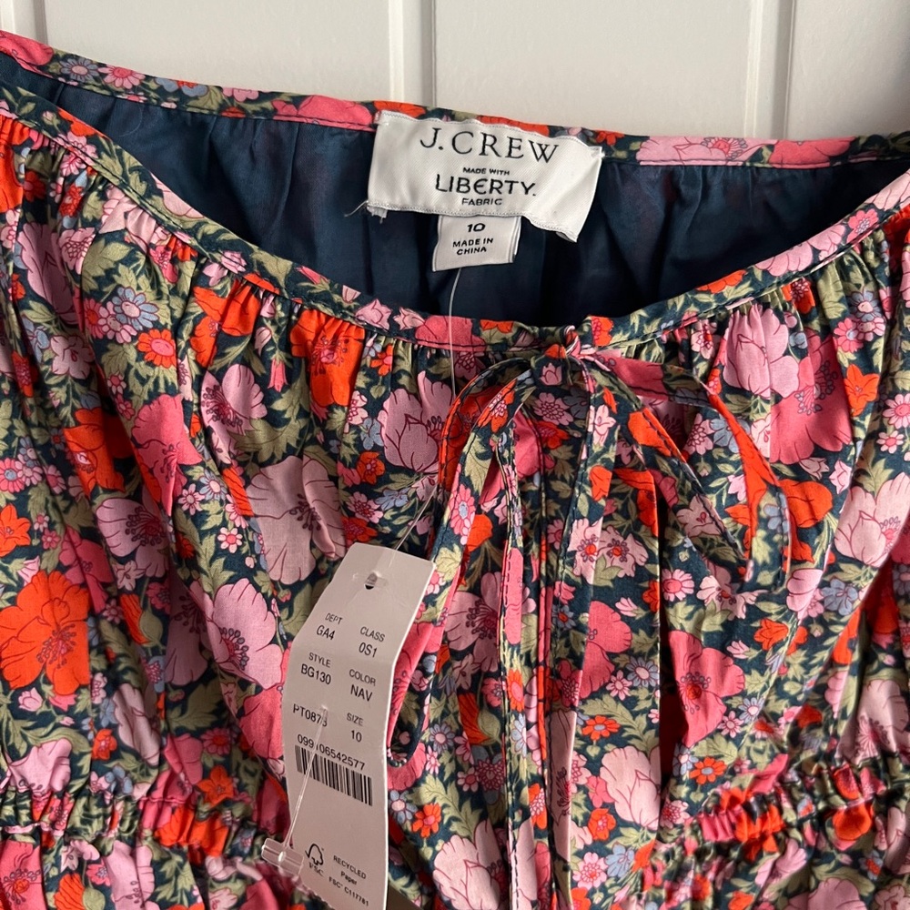 J.Crew x Liberty pink floral ruched mini dress. - Picture 3 of 9